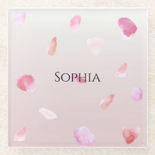 Posavasos De Vidrio Pétalos de rosa melocotón rosa romántico