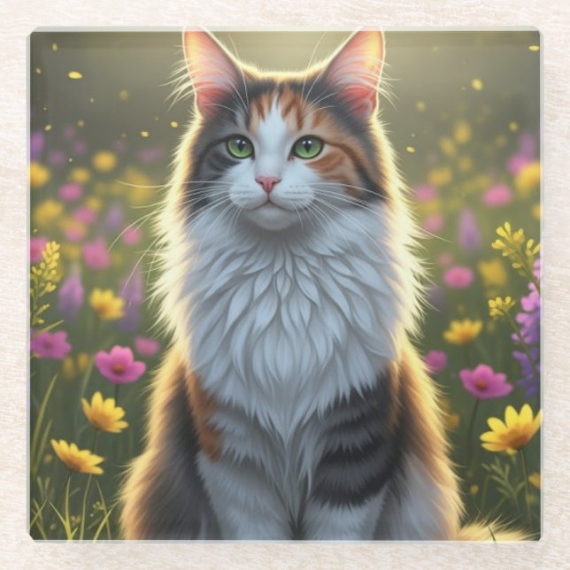 Posavasos De Vidrio Pétalos Y Papas (Anverso)