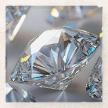 Posavasos De Vidrio Photorealistic Close-Up of Sparkling Diamond<br><div class="desc">This ultra-detailed close-up image showcases a pattern of small, realistic diamonds, rendered in a stunning photorealistic style. Each diamond sparkles with multifaceted brilliance, exhibiting high-clarity reflections and refractions. The color palette features brilliant whites with hints of icy blues and warm yellows. Set against a softly blurred neutral gray background, the...</div>