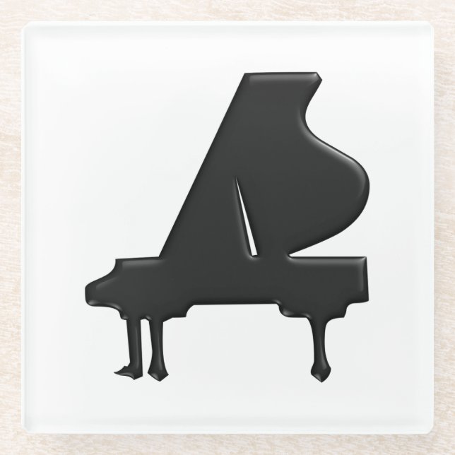 Posavasos De Vidrio Piano de cola negro (Anverso)