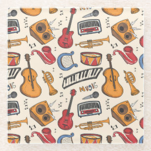 Posavasos De Vidrio Piano tema musical de Guay tambora violín de guita
