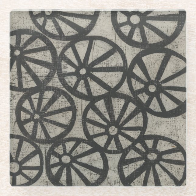 Posavasos De Vidrio Piedra - Ruedas (Anverso)