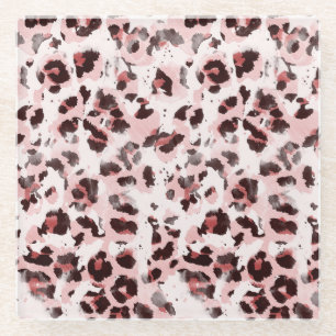 Posavasos De Vidrio Piel de animales leopardo: Elegancia de tinte de t