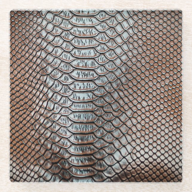 Posavasos De Vidrio Piel de cuero, fondo texturizado (Anverso)