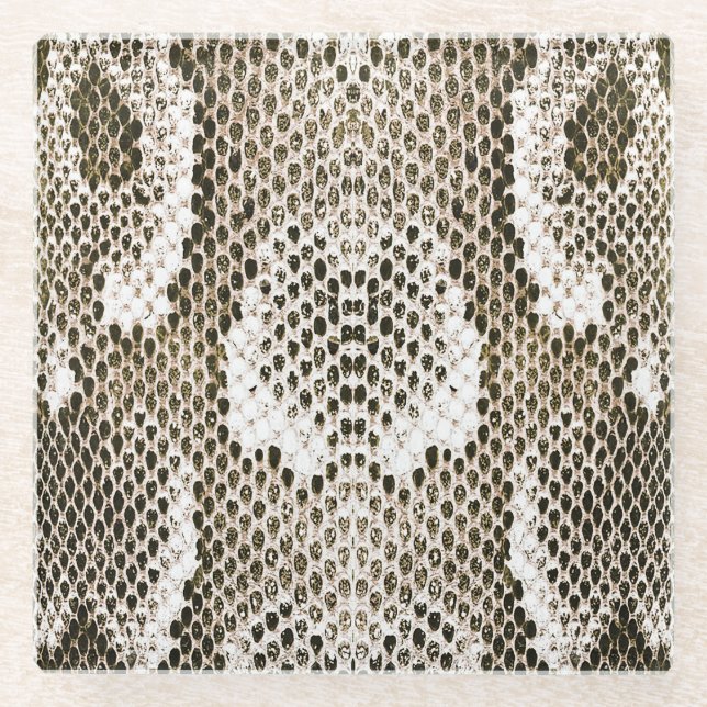 Posavasos De Vidrio Piel de Python: Diseño de Patrón Animal (Anverso)