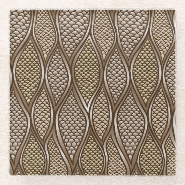 Posavasos De Vidrio Piel de serpiente estilizada (Anverso)