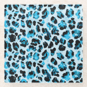 Posavasos De Vidrio Piel leopardo Cheetah: tinte vinícola acuarela