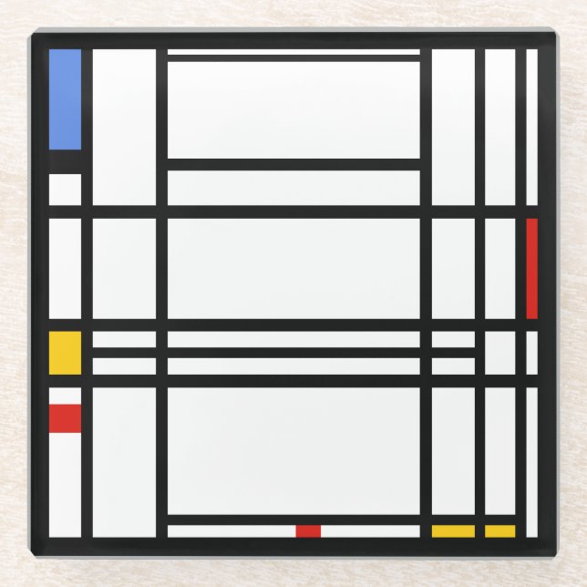 Posavasos De Vidrio Piet Mondrian, Composición 10 (Anverso)