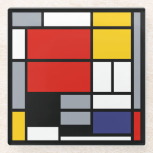 Posavasos De Vidrio Piet Mondrian, Composición con gran plano rojo