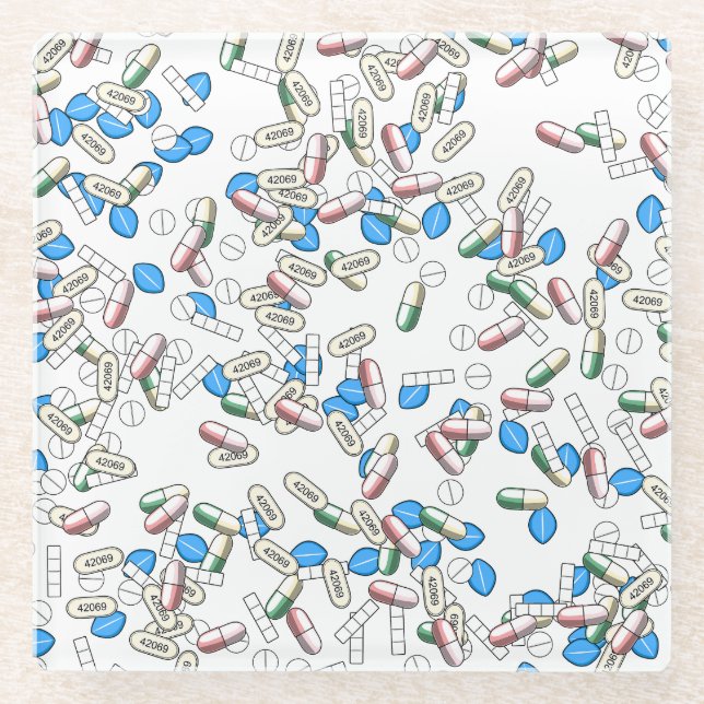 Posavasos De Vidrio Pill Sprinkles Pattern (Anverso)