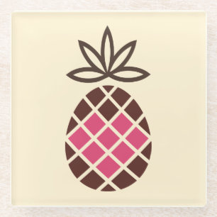 Posavasos De Vidrio Piña de chocolate con corazón rosa