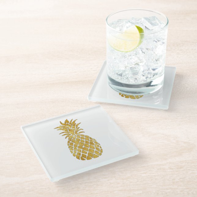 Posavasos De Vidrio piña dorada (Angular)