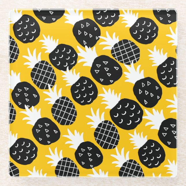 Posavasos De Vidrio Piña negra (Anverso)