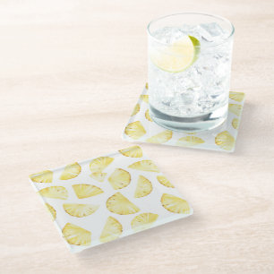 Posavasos De Vidrio Piñas Frutas Amarillas