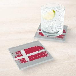 Posavasos De Vidrio Pincelada Bandera de Dinamarca