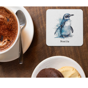Posavasos De Vidrio Pingüino acuático de Azure ártico, personalizado
