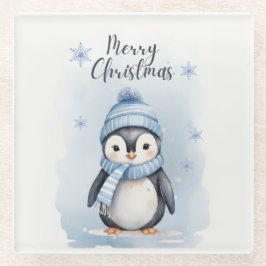 Posavasos De Vidrio "Pingüino lindo"