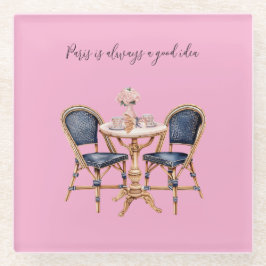 Posavasos De Vidrio Pink Blue Paris Table Baguettes