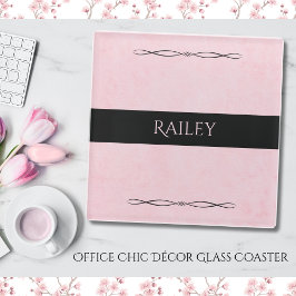 Posavasos De Vidrio Pink Boss Babe Office Chic Style Glass Coaster