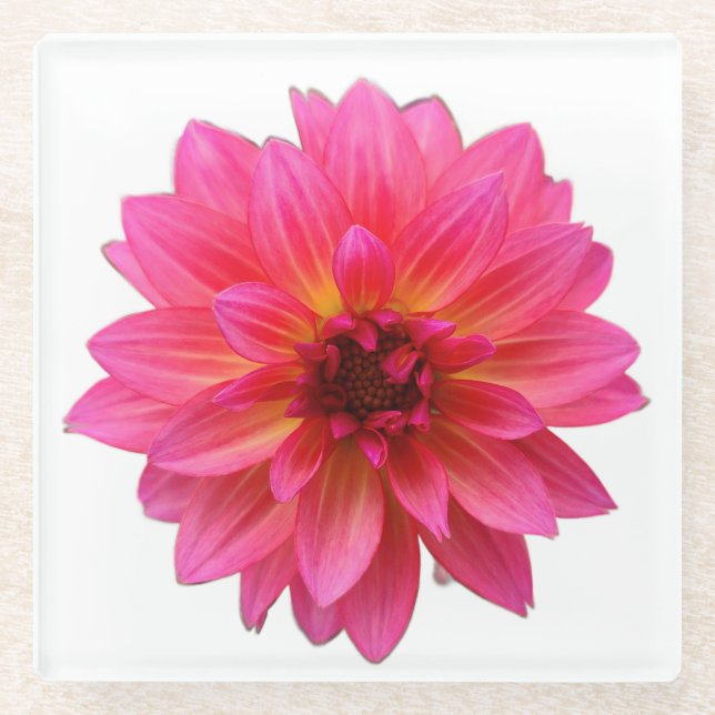 Posavasos De Vidrio Pink Dahlia (Anverso)