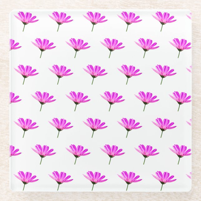 Posavasos De Vidrio Pink Daisy (Anverso)