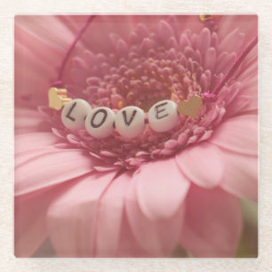 Posavasos De Vidrio Pink Daisy Love