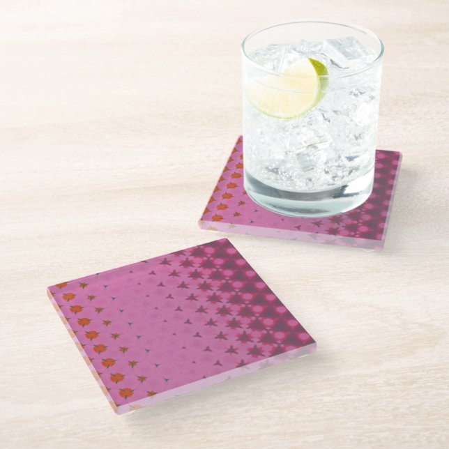 Posavasos De Vidrio Pink Geometric design Coaster (Angular)