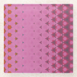 Posavasos De Vidrio Pink Geometric design Coaster