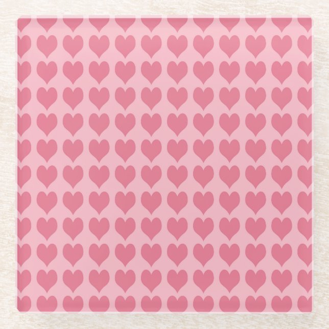 Posavasos De Vidrio Pink Hearts Seamless Pattern (Anverso)