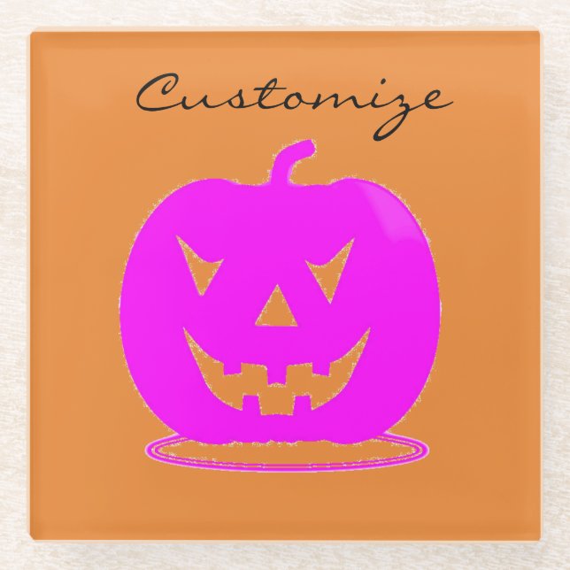 Posavasos De Vidrio Pink Jack o'lantern Halloween Thunder_Cove (Anverso)