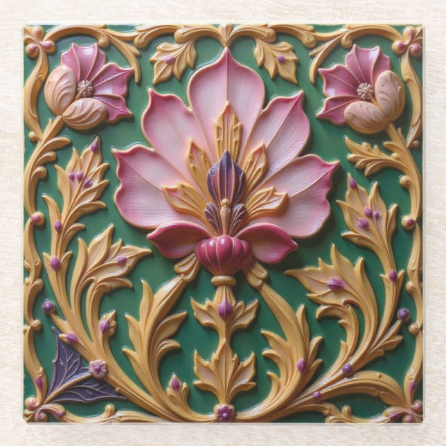 Posavasos De Vidrio Pink Lotus Coaster (Anverso)