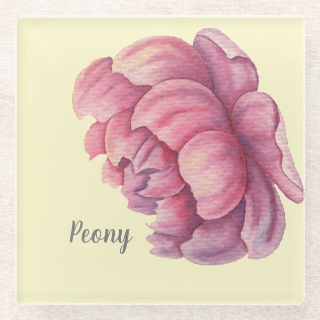 Posavasos De Vidrio Pink Peony Big Bloom (Anverso)