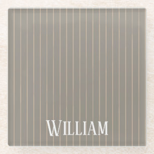 Posavasos De Vidrio Pinstripes beiges personalizadas