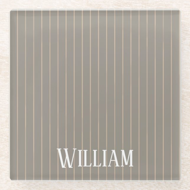Posavasos De Vidrio Pinstripes beiges personalizadas (Anverso)