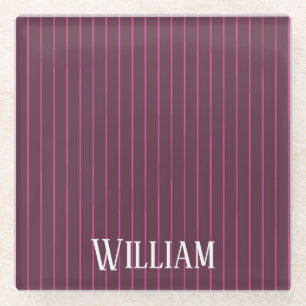 Posavasos De Vidrio Pinstripes burdeos personalizadas