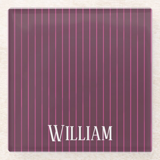 Posavasos De Vidrio Pinstripes burdeos personalizadas (Anverso)