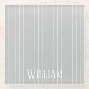 Posavasos De Vidrio Pinstripes gris claro personalizado