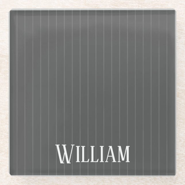 Posavasos De Vidrio Pinstripes grises personalizadas (Anverso)