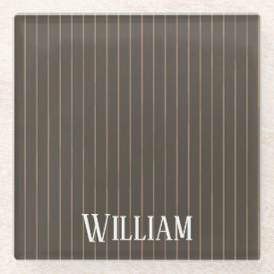Posavasos De Vidrio Pinstripes retro castaño personalizado