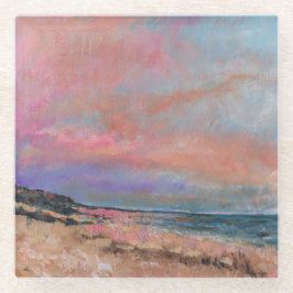 Posavasos De Vidrio Pintado de playa Bella Artes Beach Seascape