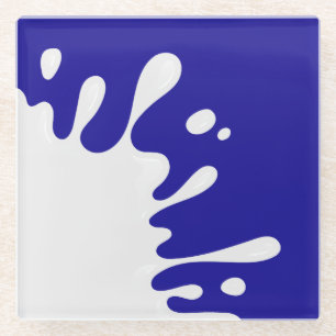 Posavasos De Vidrio Pintar blanco en azul ultramarino