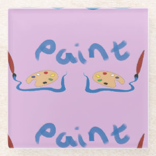 Posavasos De Vidrio Pintar pincel y paleta en morado