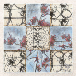 Posavasos De Vidrio Pintura abstracta artesonada de Scrollwork