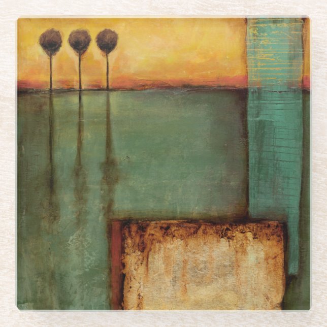 Posavasos De Vidrio Pintura abstracta con claves de piano (Anverso)