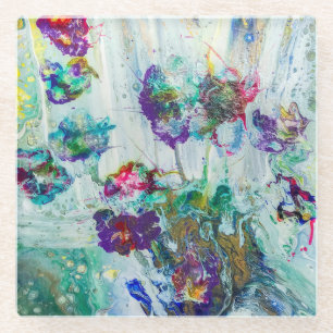 Posavasos De Vidrio Pintura abstracta de colibrí