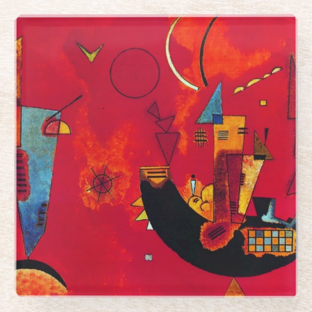 Posavasos De Vidrio Pintura abstracta de Kandinsky Mit und Gegen (Anverso)