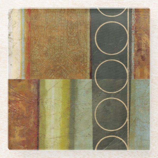 Posavasos De Vidrio Pintura abstracta multitexturizada por Vision Stud (Anverso)