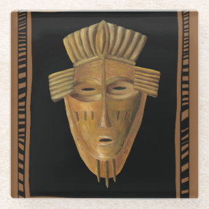 Posavasos De Vidrio Pintura africana de la máscara de Chariklia Zarri
