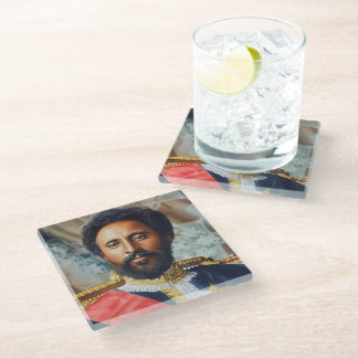 Posavasos De Vidrio Pintura al óleo del rey Haile Selassie