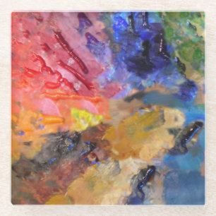 Posavasos De Vidrio Pintura colorida de la paleta del pintor artista